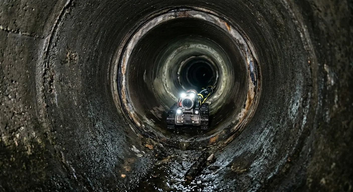 Robotic sewer camera inspecting pipe interior for Sewer Line Cleaning in Argyle